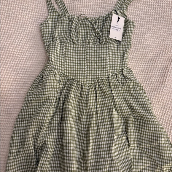 Reformation Daria Linen Dress Green - Picture 4 of 5